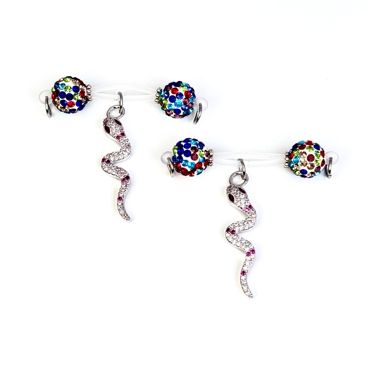 Serpent Shine Crystal Charm Nipple Jewelry
