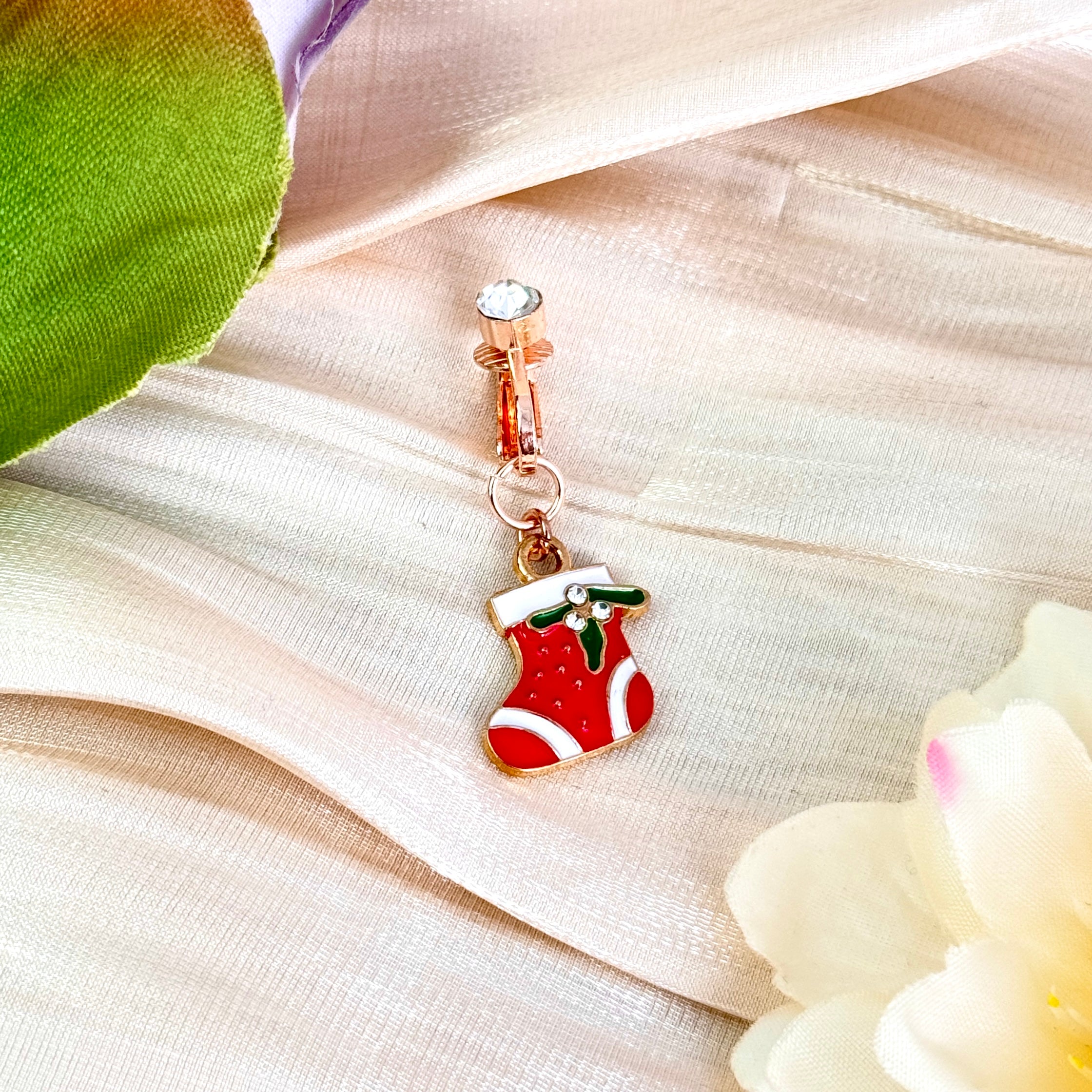 Christmas Stocking Faux Belly Button Ring
