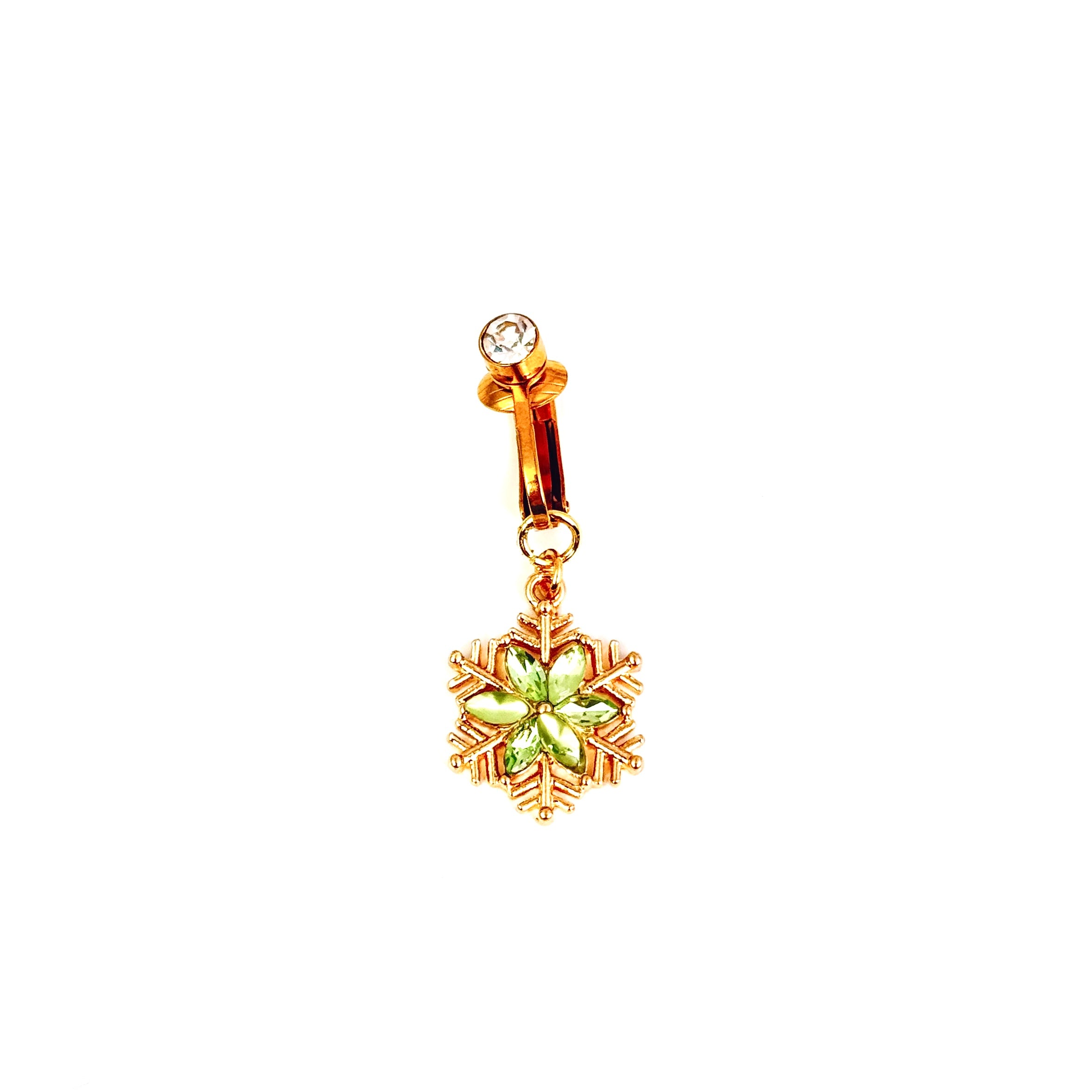 Emerald Snowflake Faux Belly Button Ring