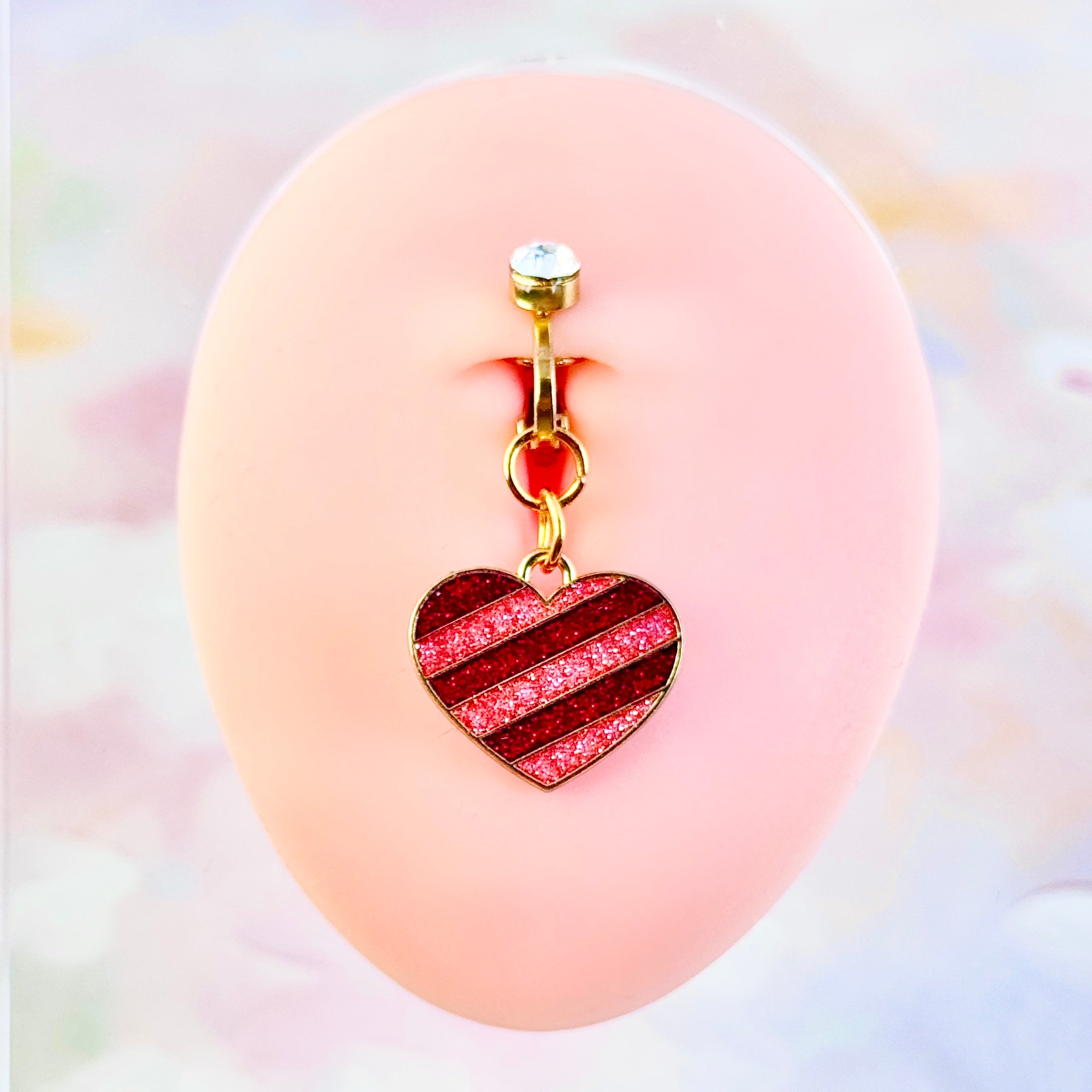 Ruby Heart Glow Faux Navel Ring