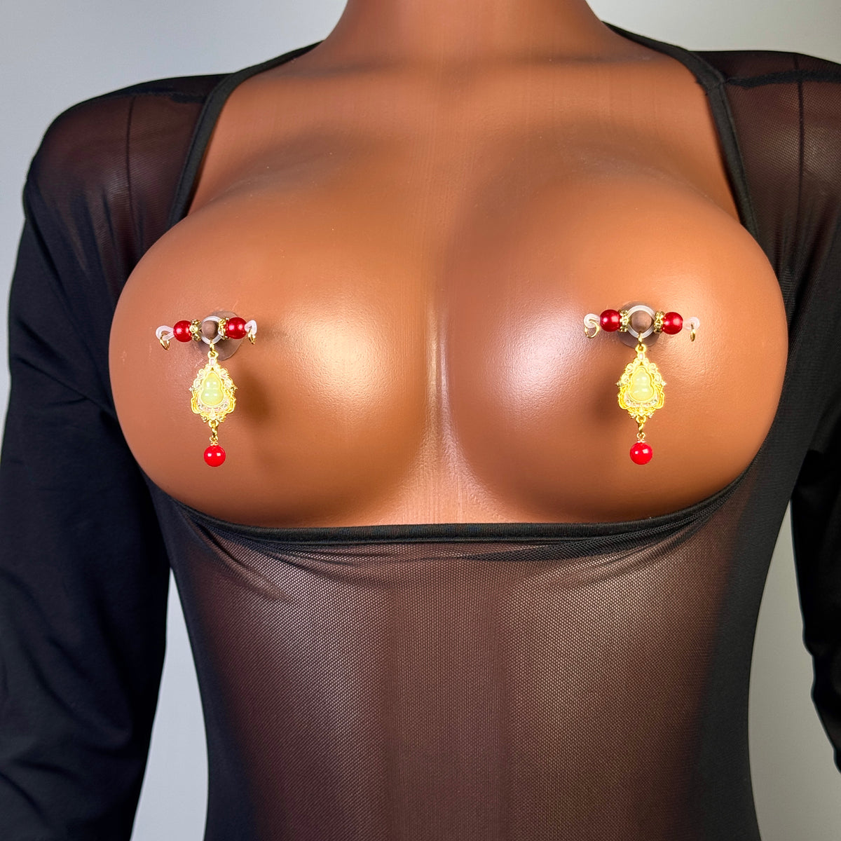 Red Pearl Jade Nipple Clamps