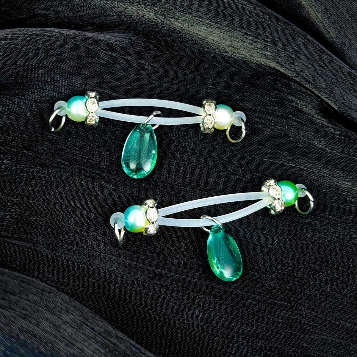 Emerald Drop Nipple Clips
