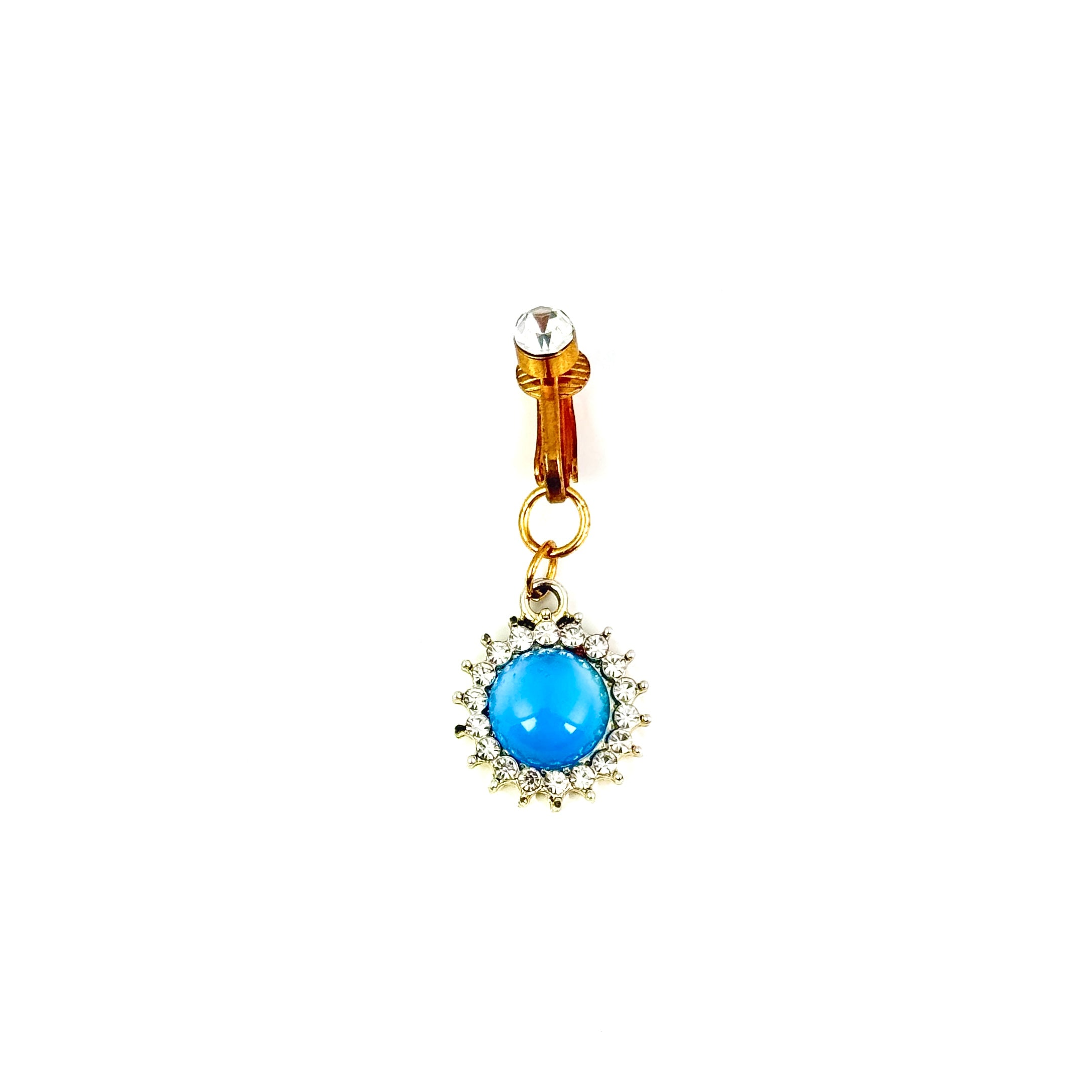 Blue Crystal Sun Faux Belly Button Ring