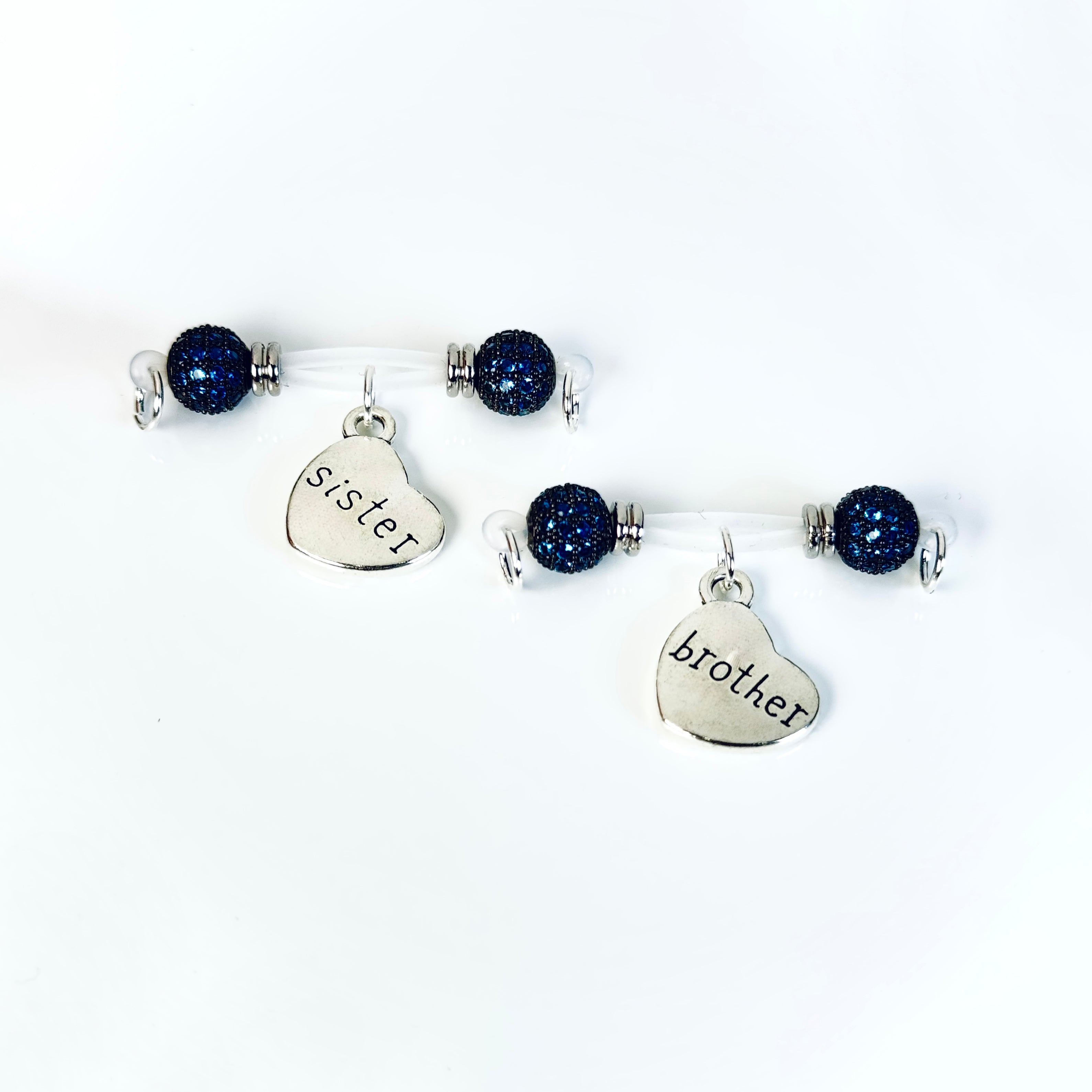 Blue Sapphire Twin Hearts Nipple Bar Set – Brother & Sister Edition