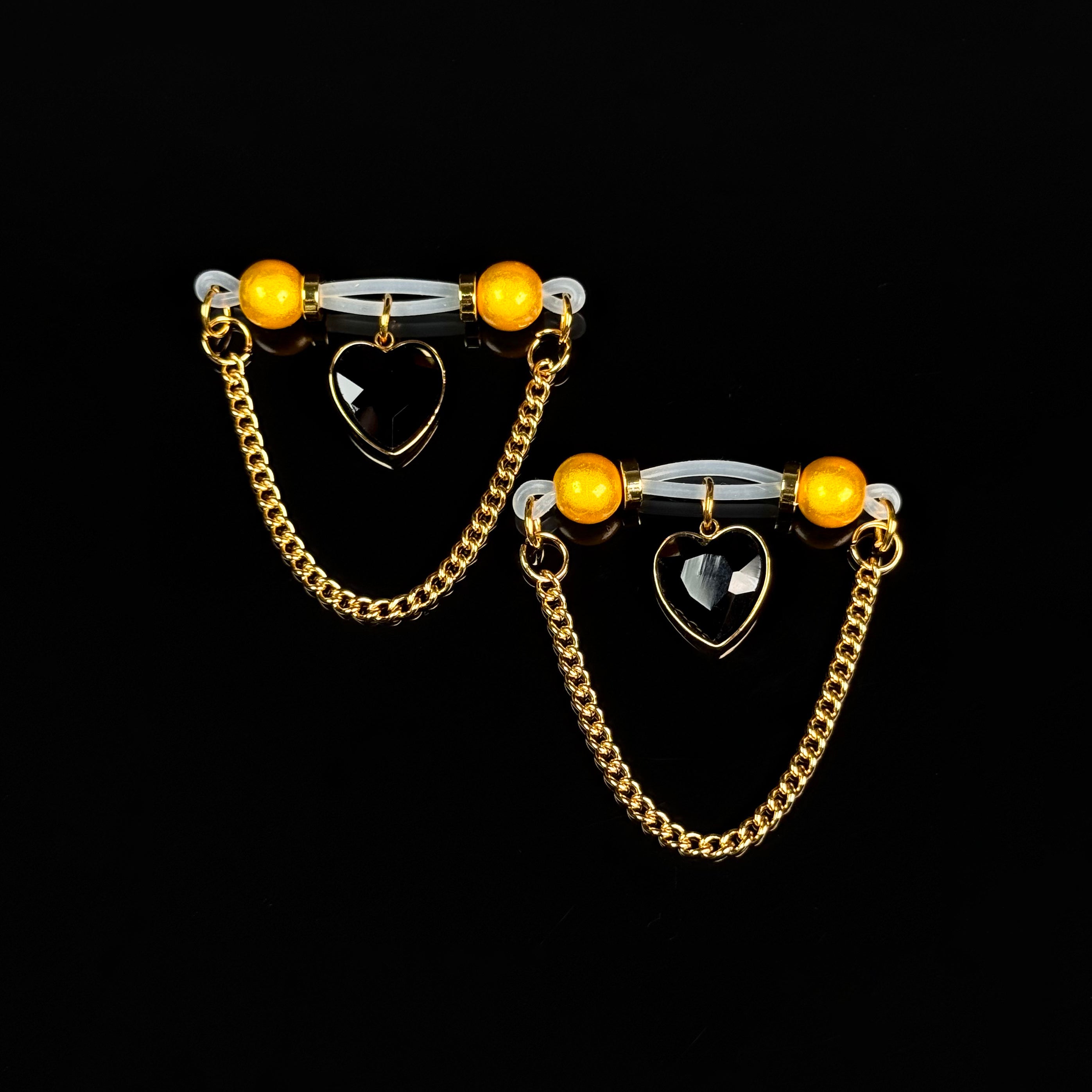 Black Heart Chain Nipple Clip