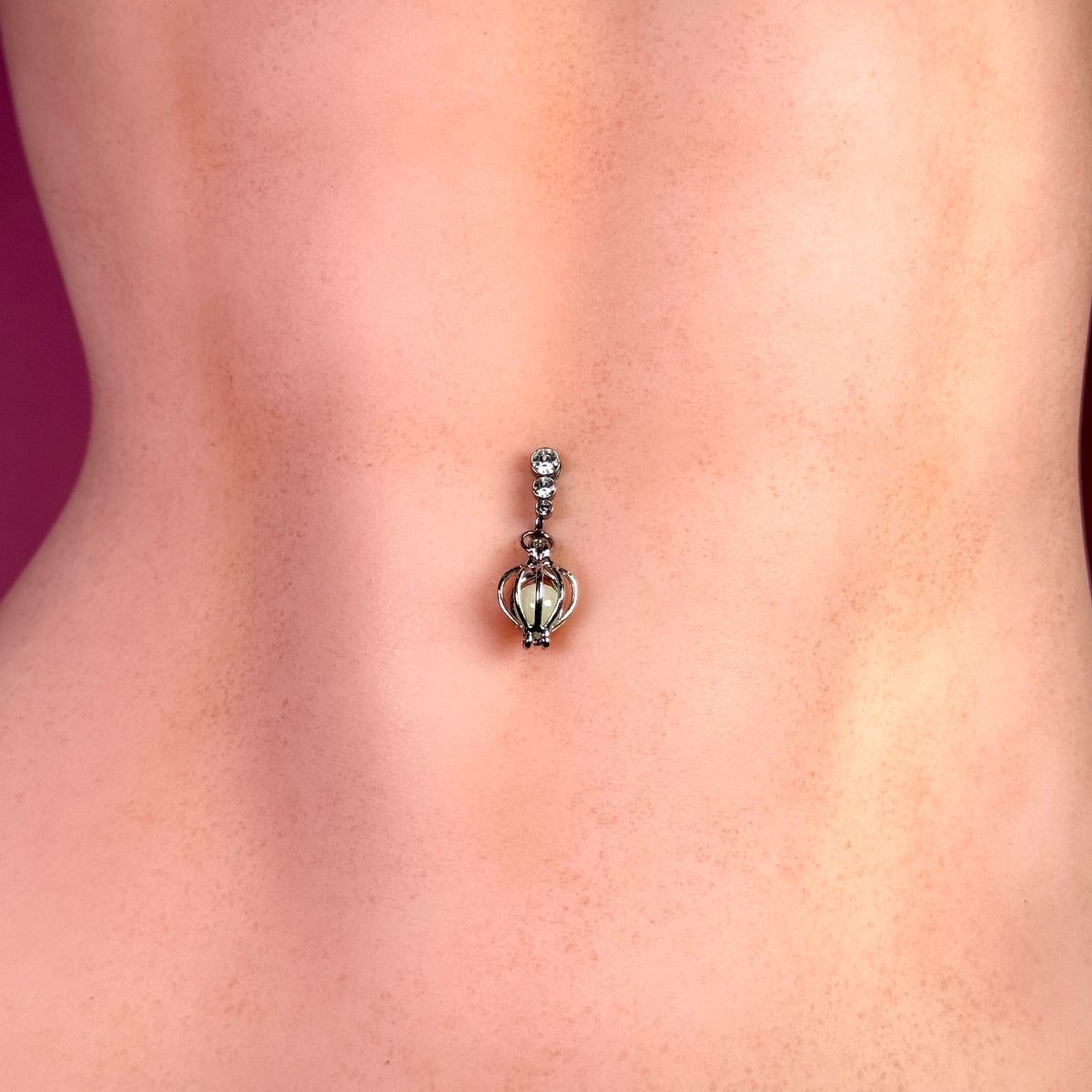 Glow Pearl Cage Faux Belly Button Ring