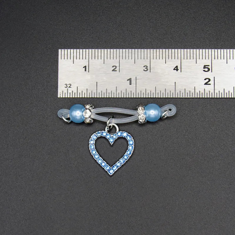 Rhinestone heart-shaped charm nipple clamp
