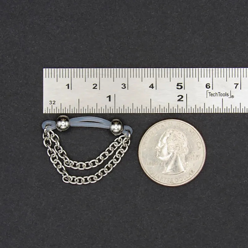 Imitation barbell and chain nipple rings