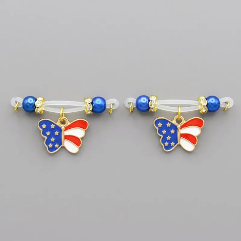 Patriotic Butterfly Nipple Ring