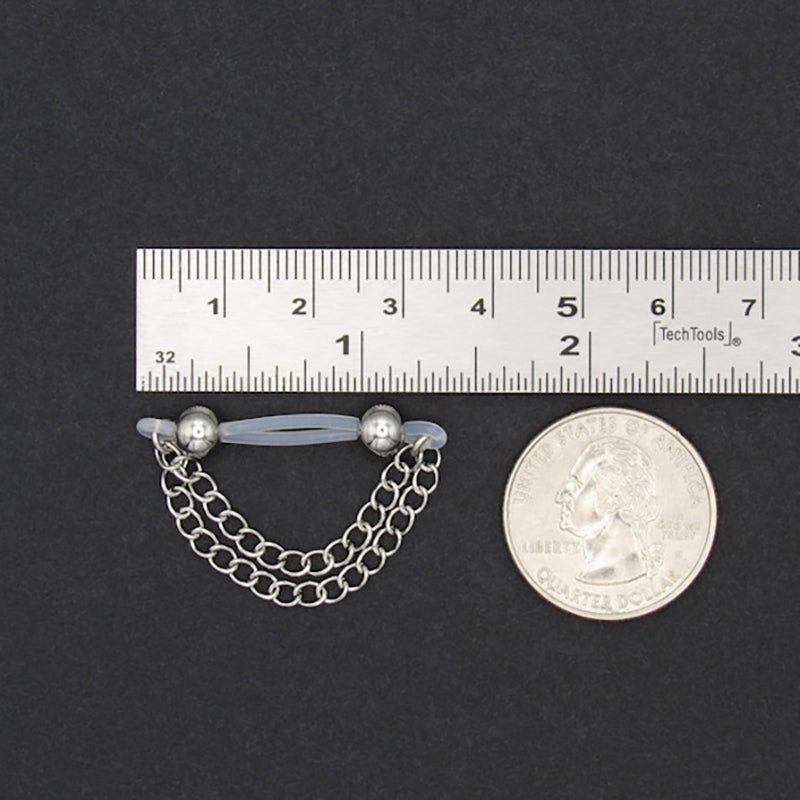 Imitation barbell and chain nipple rings