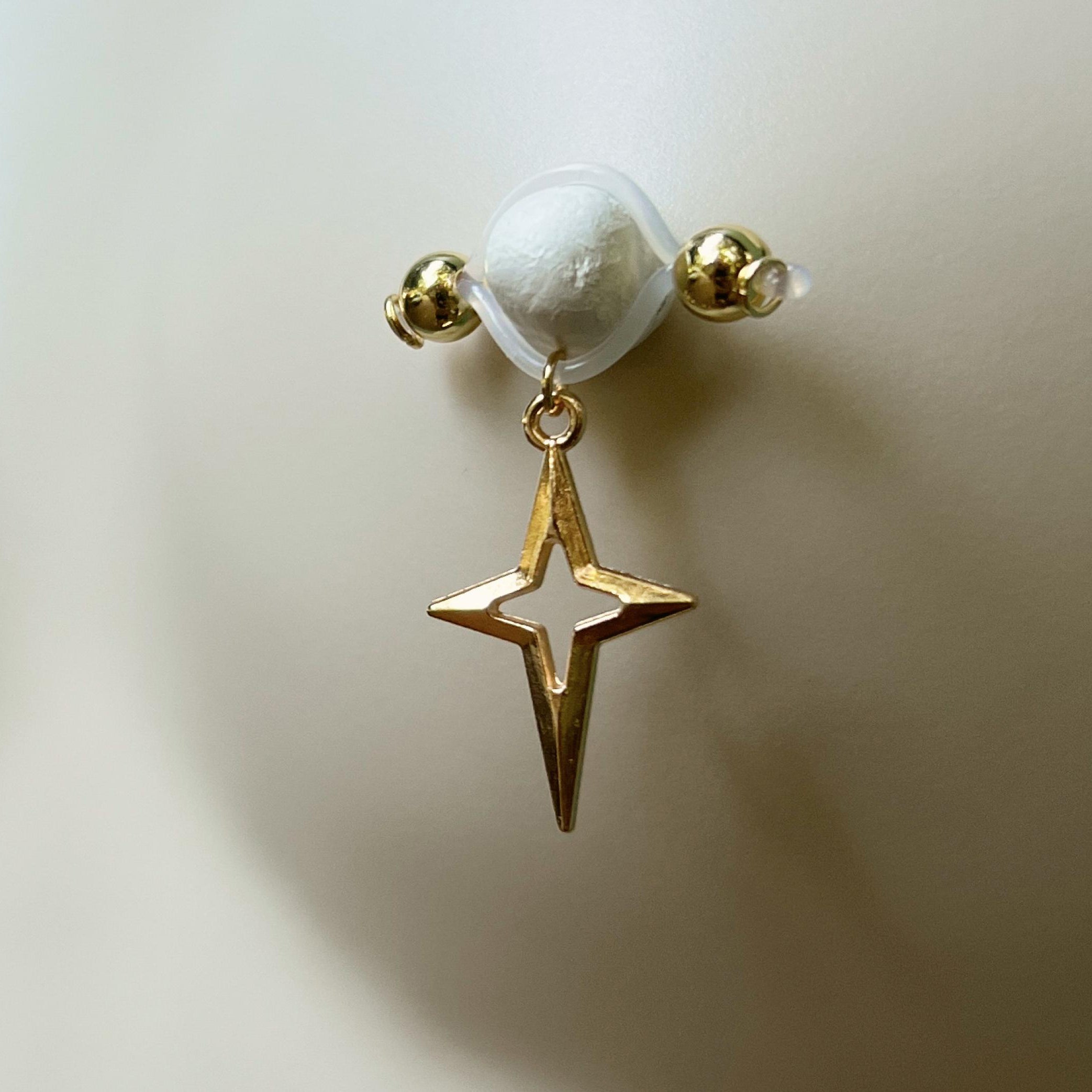 Four-Point Star Pendant Barbell Nipple Ring
