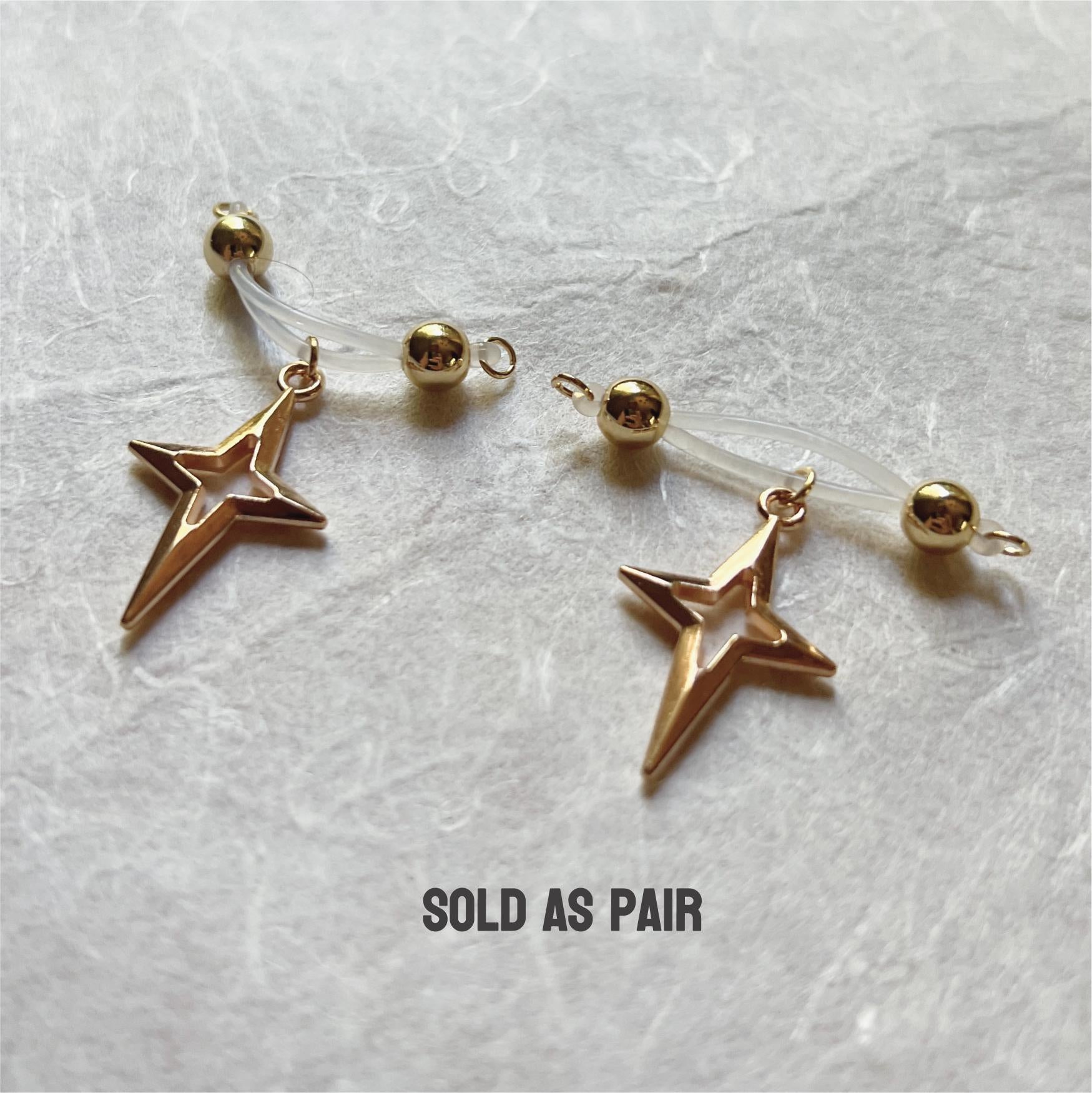 Four-Point Star Pendant Barbell Nipple Ring