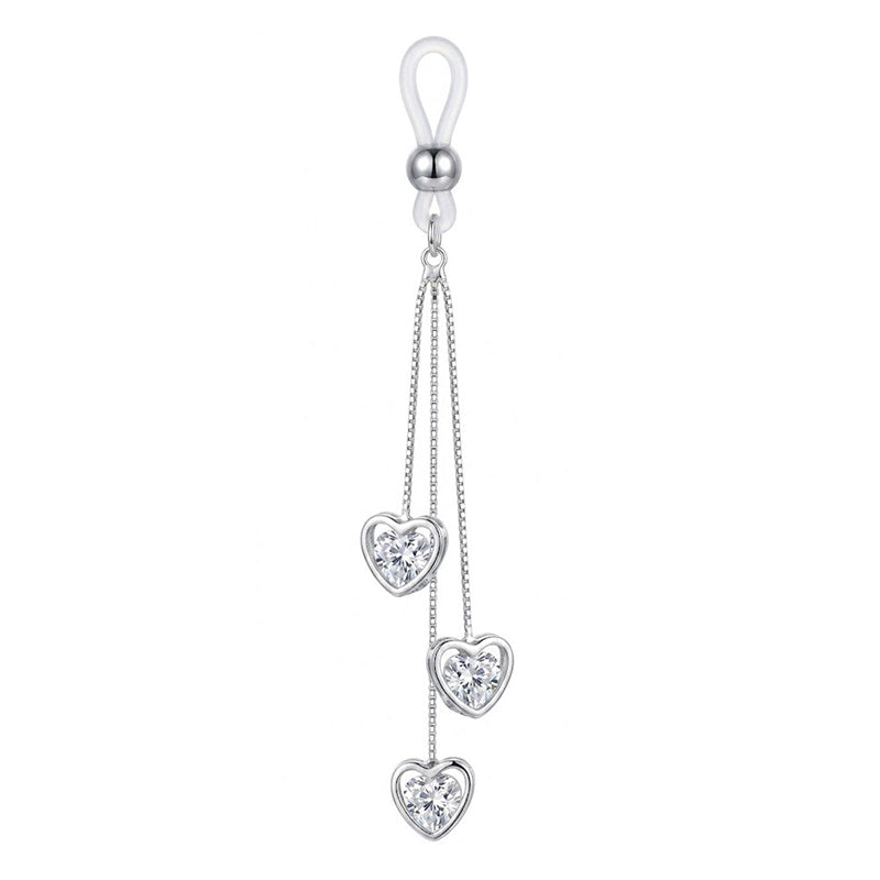 Triple-heart pendant non-piercing nipple ring