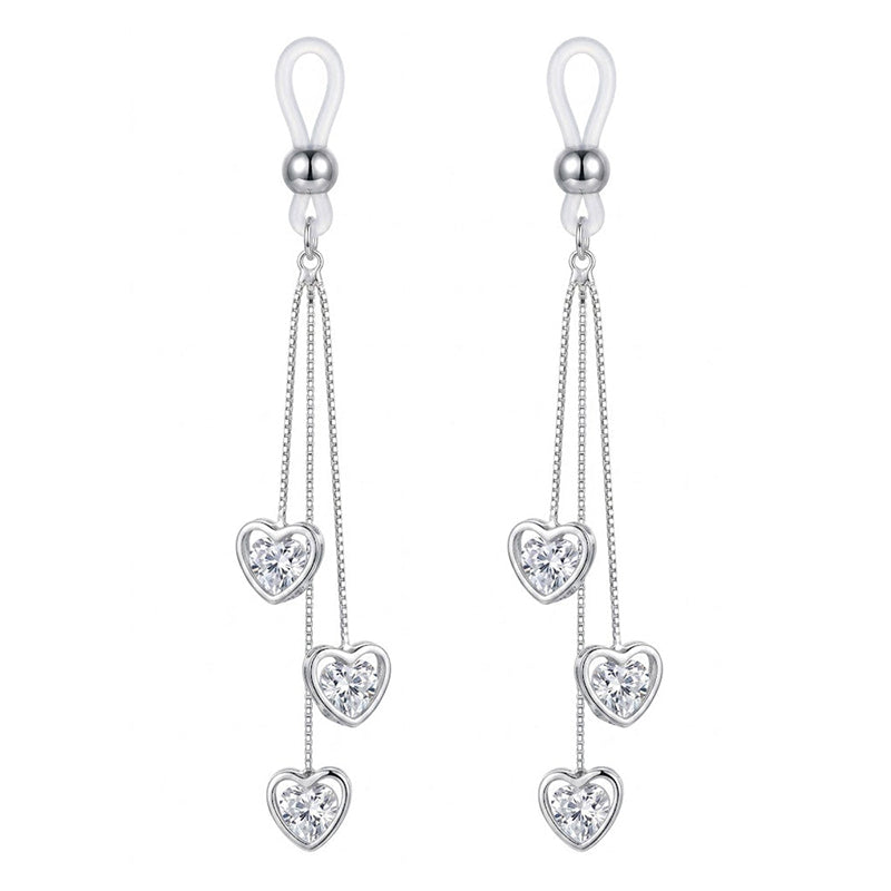 Triple-heart pendant non-piercing nipple ring