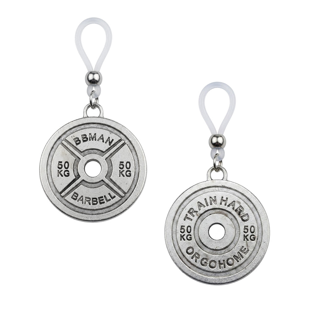 Non-piercing barbell-style nipple clamp