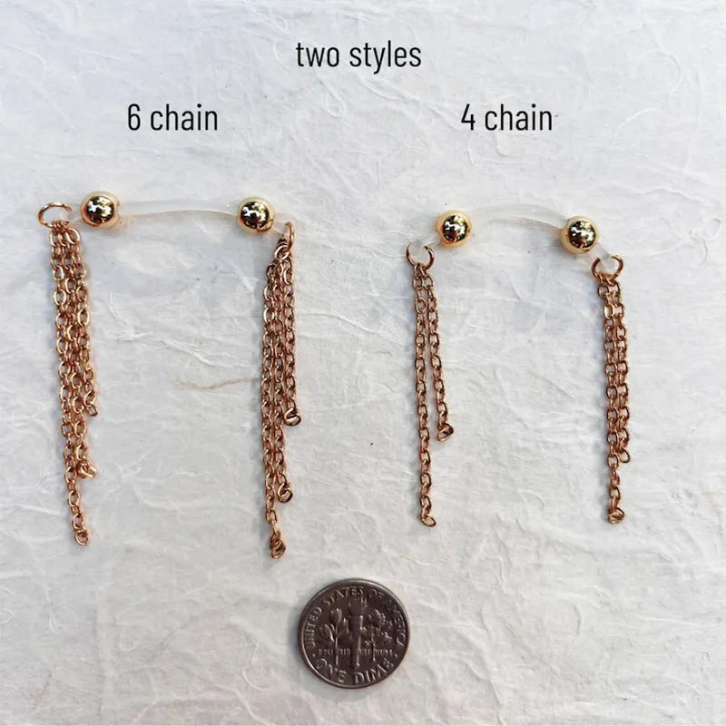 Nipple ring with two or three chains