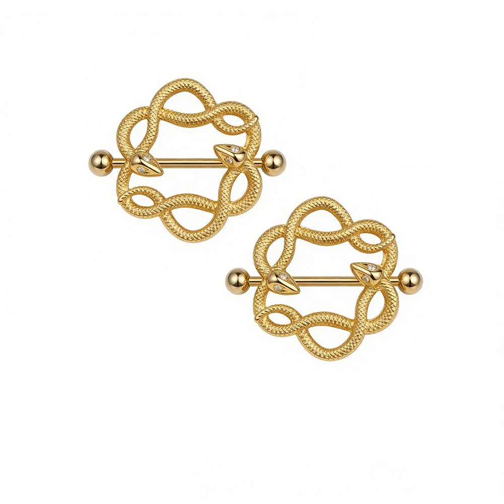 Gothic-Style Double-Serpent Nipple Shield